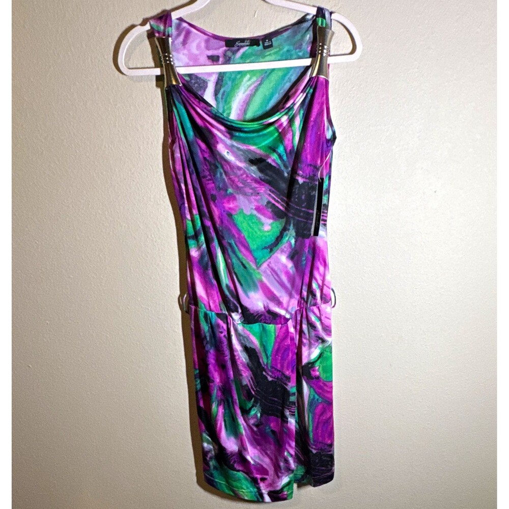 Essentials by Milano Women’s Sleeveless Knee Length Dress M Purple/Green/Black